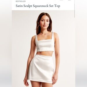 Abercrombie satin sculpt square neck top and mini skirt.